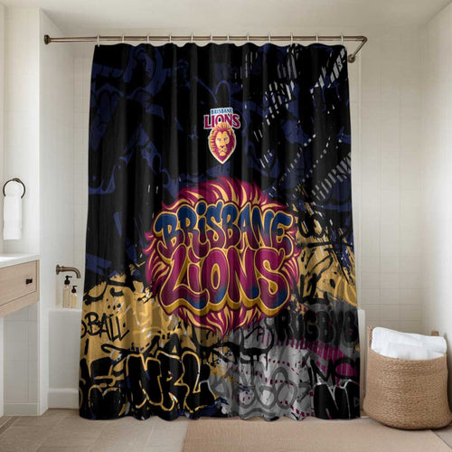 Brisbane Lions Bathroom Set Urban Graffiti Street Art - Bold Abstract Spray Paint