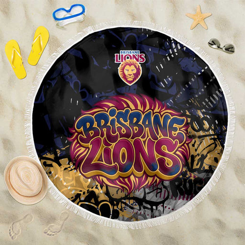 Brisbane Lions Beach Blanket Urban Graffiti Street Art - Bold Abstract Spray Paint