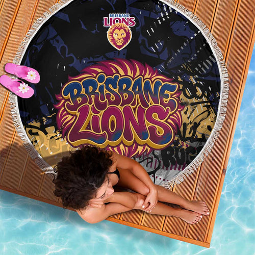 Brisbane Lions Beach Blanket Urban Graffiti Street Art - Bold Abstract Spray Paint