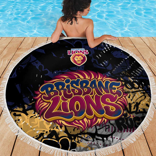 Brisbane Lions Beach Blanket Urban Graffiti Street Art - Bold Abstract Spray Paint