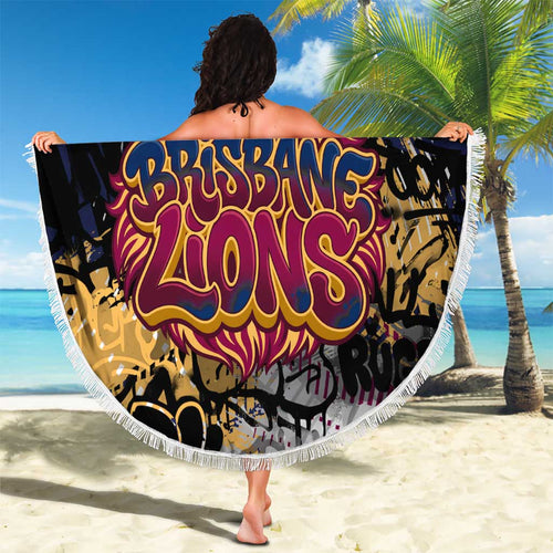 Brisbane Lions Beach Blanket Urban Graffiti Street Art - Bold Abstract Spray Paint