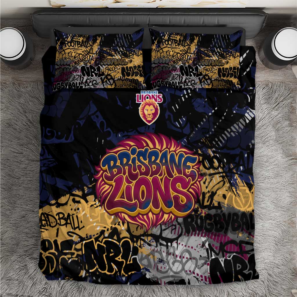 Brisbane Lions Bedding Set Urban Graffiti Street Art - Bold Abstract Spray Paint