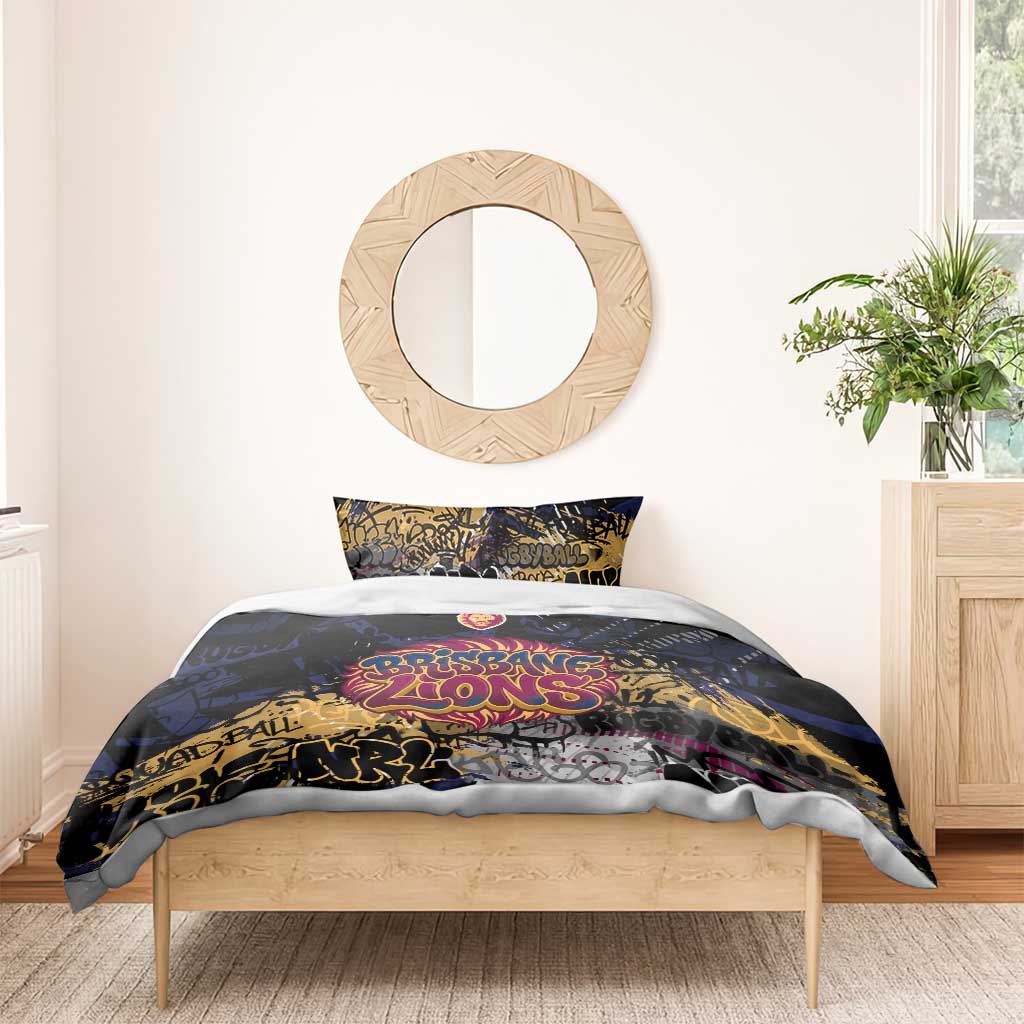 Brisbane Lions Bedding Set Urban Graffiti Street Art - Bold Abstract Spray Paint