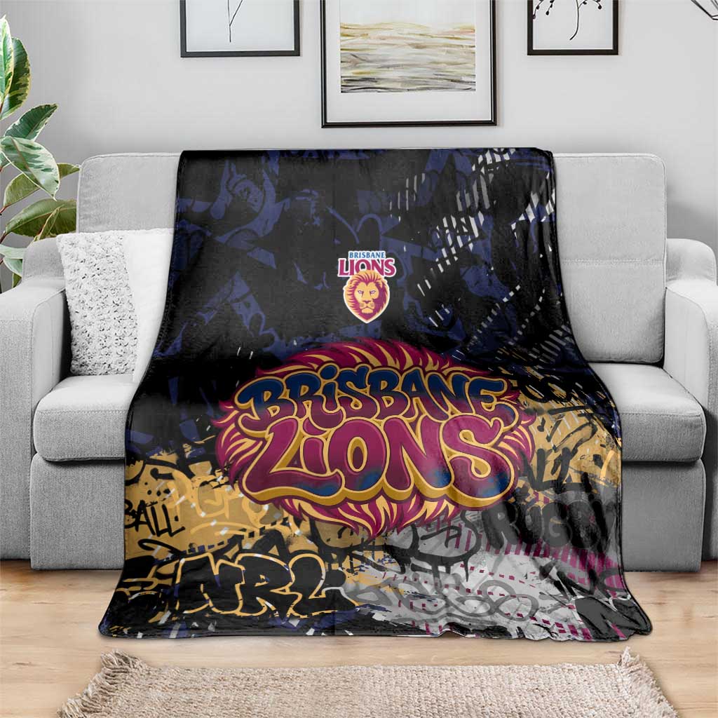 Brisbane Lions Blanket Urban Graffiti Street Art - Bold Abstract Spray Paint