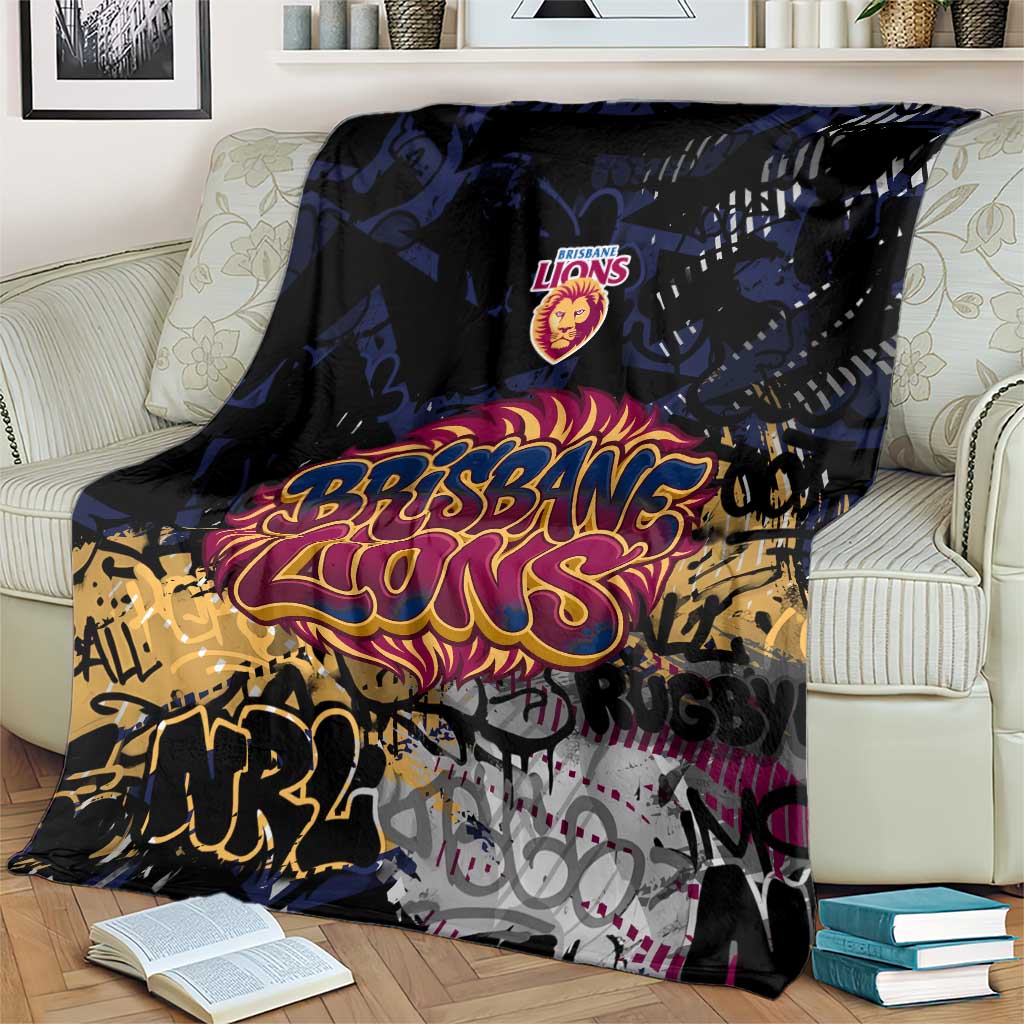 Brisbane Lions Blanket Urban Graffiti Street Art - Bold Abstract Spray Paint