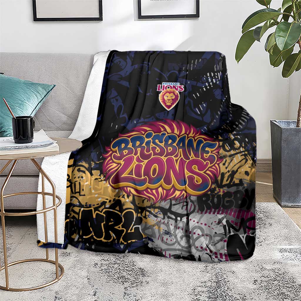 Brisbane Lions Blanket Urban Graffiti Street Art - Bold Abstract Spray Paint