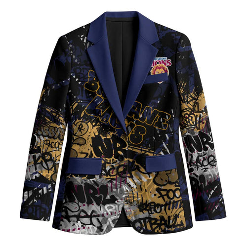 Brisbane Lions Blazer Urban Graffiti Street Art - Bold Abstract Spray Paint