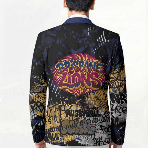 Brisbane Lions Blazer Urban Graffiti Street Art - Bold Abstract Spray Paint
