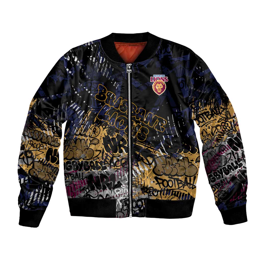 Brisbane Lions Bomber Jacket Urban Graffiti Street Art - Bold Abstract Spray Paint
