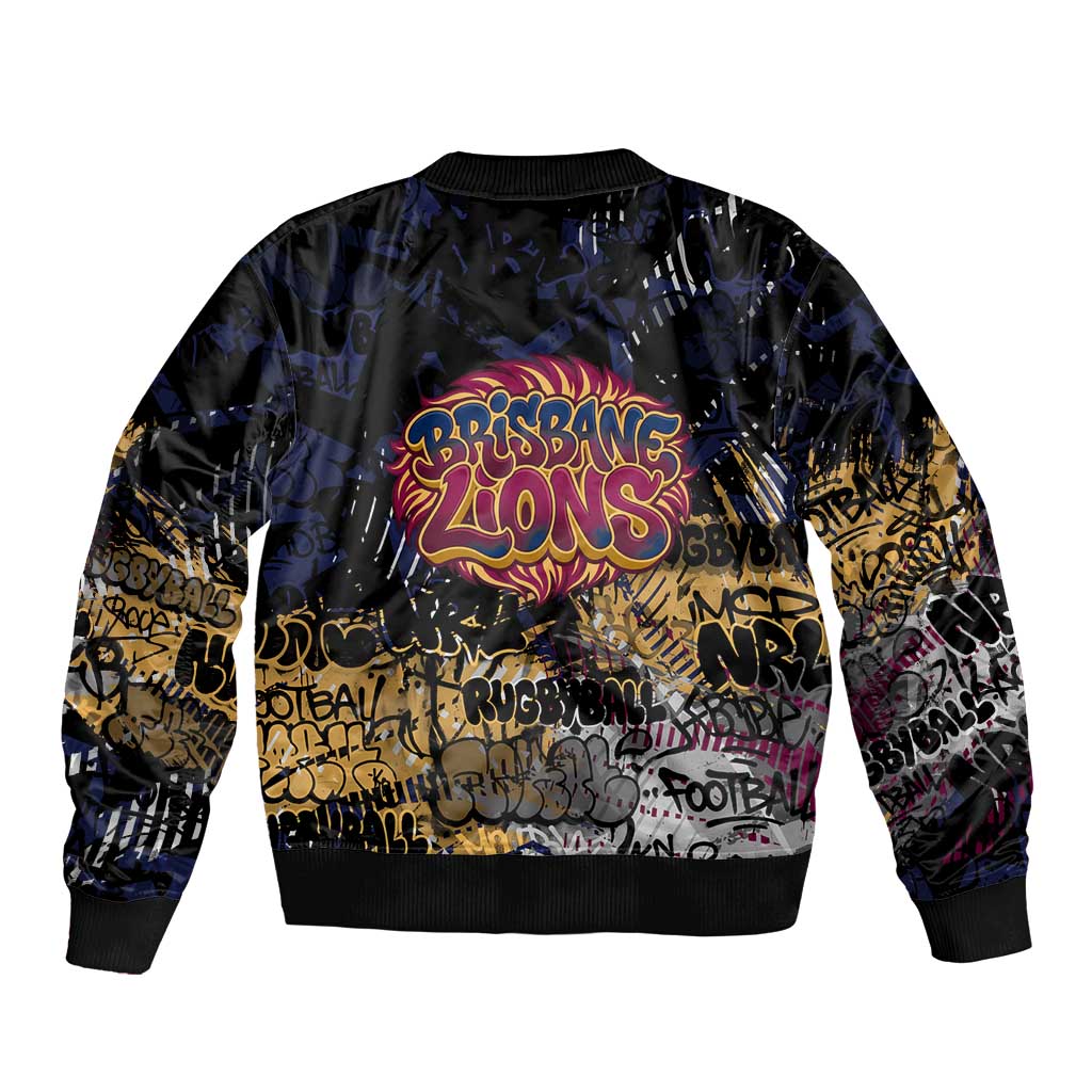 Brisbane Lions Bomber Jacket Urban Graffiti Street Art - Bold Abstract Spray Paint
