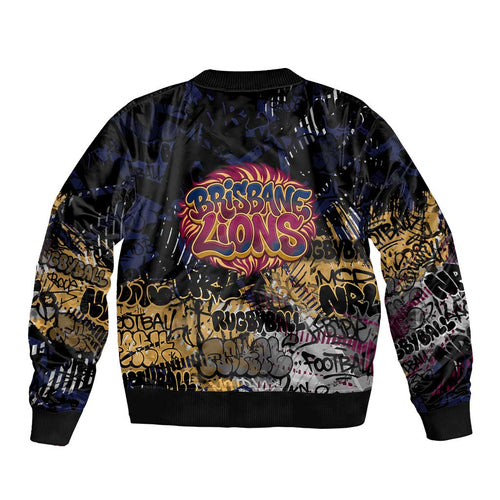 Brisbane Lions Bomber Jacket Urban Graffiti Street Art - Bold Abstract Spray Paint