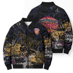 Brisbane Lions Bomber Puffer Jacket Urban Graffiti Street Art - Bold Abstract Spray Paint