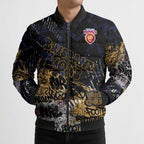 Brisbane Lions Bomber Puffer Jacket Urban Graffiti Street Art - Bold Abstract Spray Paint