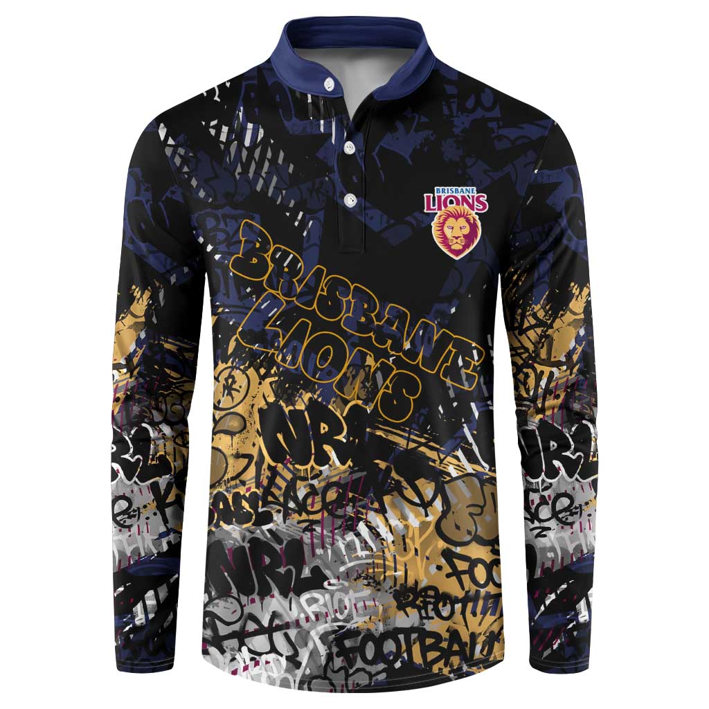 Brisbane Lions Button Sweatshirt Urban Graffiti Street Art - Bold Abstract Spray Paint