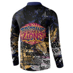 Brisbane Lions Button Sweatshirt Urban Graffiti Street Art - Bold Abstract Spray Paint