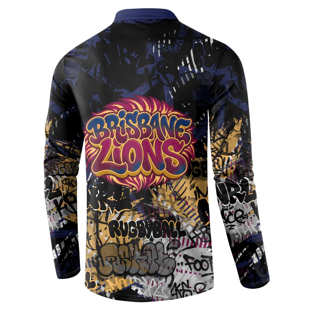 Brisbane Lions Button Sweatshirt Urban Graffiti Street Art - Bold Abstract Spray Paint