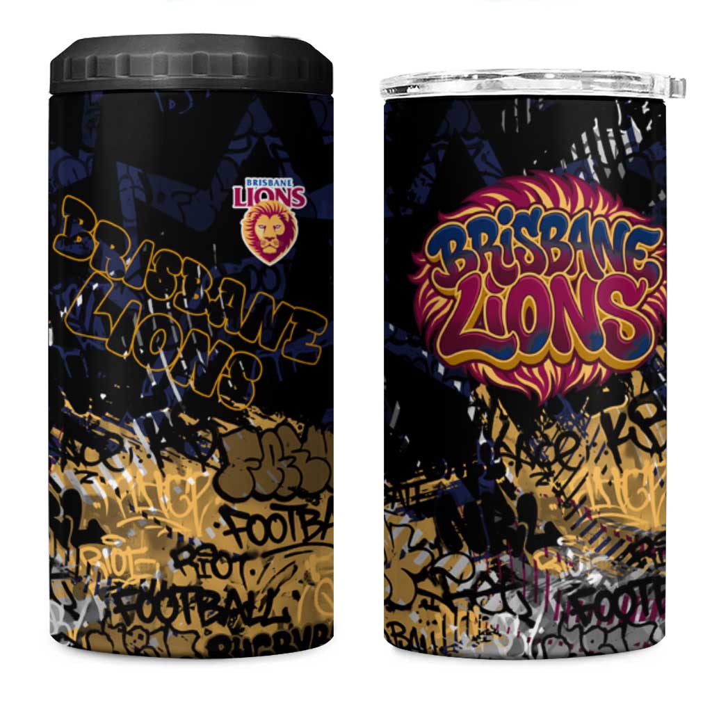 Brisbane Lions 4 in 1 Can Cooler Tumbler Urban Graffiti Street Art - Bold Abstract Spray Paint