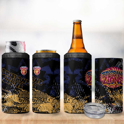 Brisbane Lions 4 in 1 Can Cooler Tumbler Urban Graffiti Street Art - Bold Abstract Spray Paint