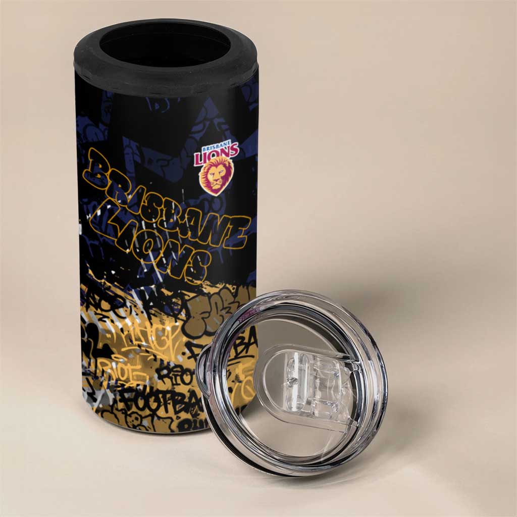 Brisbane Lions 4 in 1 Can Cooler Tumbler Urban Graffiti Street Art - Bold Abstract Spray Paint