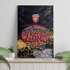 Brisbane Lions Canvas Wall Art Urban Graffiti Street Art - Bold Abstract Spray Paint