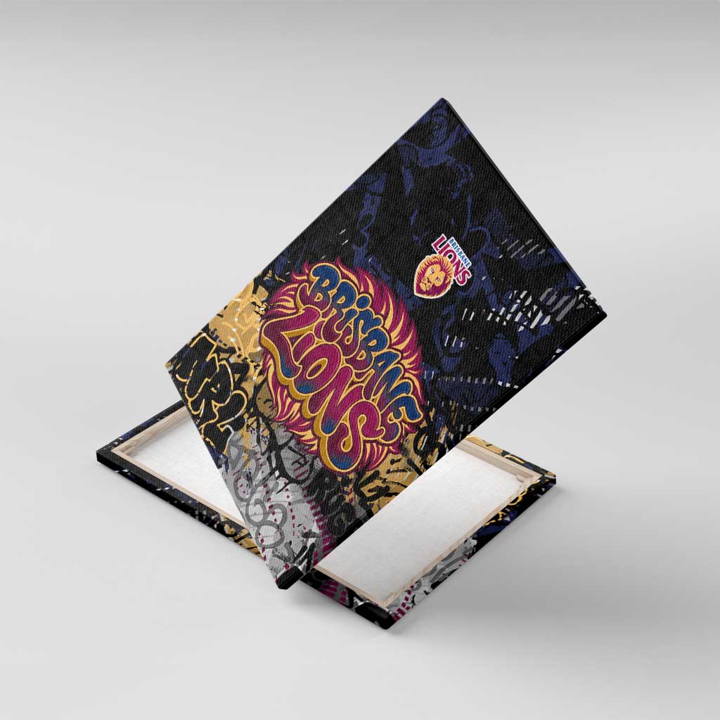 Brisbane Lions Canvas Wall Art Urban Graffiti Street Art - Bold Abstract Spray Paint
