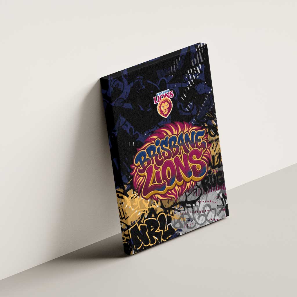 Brisbane Lions Canvas Wall Art Urban Graffiti Street Art - Bold Abstract Spray Paint