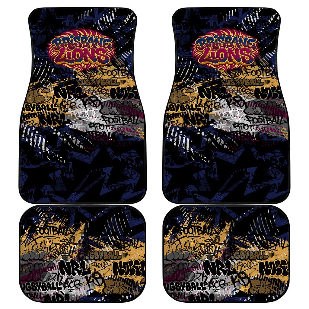 Brisbane Lions Car Mats Urban Graffiti Street Art - Bold Abstract Spray Paint