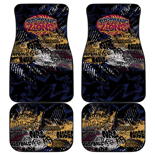 Brisbane Lions Car Mats Urban Graffiti Street Art - Bold Abstract Spray Paint