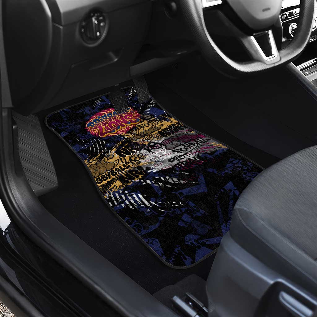 Brisbane Lions Car Mats Urban Graffiti Street Art - Bold Abstract Spray Paint