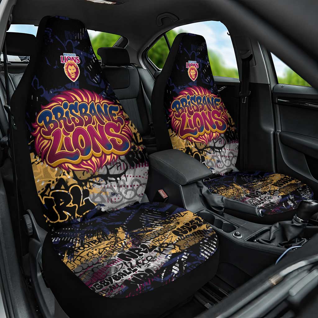 Brisbane Lions Car Seat Cover Urban Graffiti Street Art - Bold Abstract Spray Paint