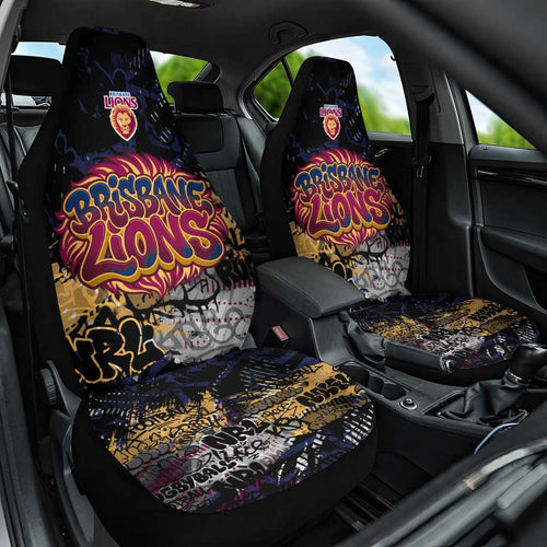 Brisbane Lions Car Seat Cover Urban Graffiti Street Art - Bold Abstract Spray Paint