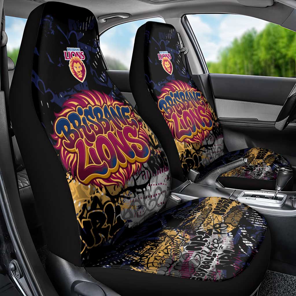 Brisbane Lions Car Seat Cover Urban Graffiti Street Art - Bold Abstract Spray Paint