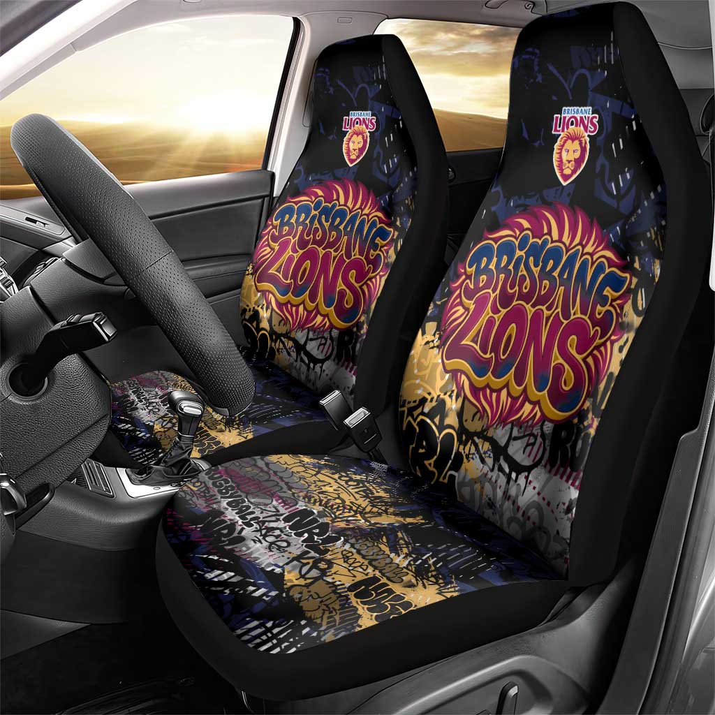 Brisbane Lions Car Seat Cover Urban Graffiti Street Art - Bold Abstract Spray Paint
