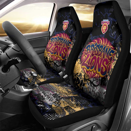 Brisbane Lions Car Seat Cover Urban Graffiti Street Art - Bold Abstract Spray Paint