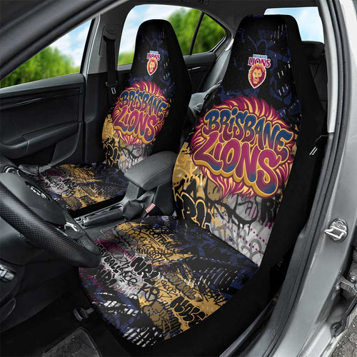Brisbane Lions Car Seat Cover Urban Graffiti Street Art - Bold Abstract Spray Paint