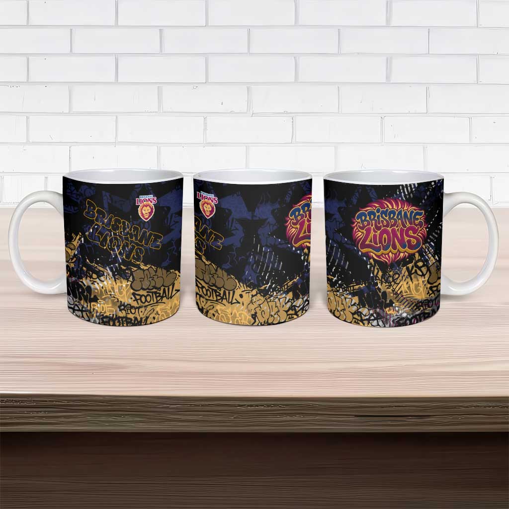 Brisbane Lions Ceramic Mug Urban Graffiti Street Art - Bold Abstract Spray Paint