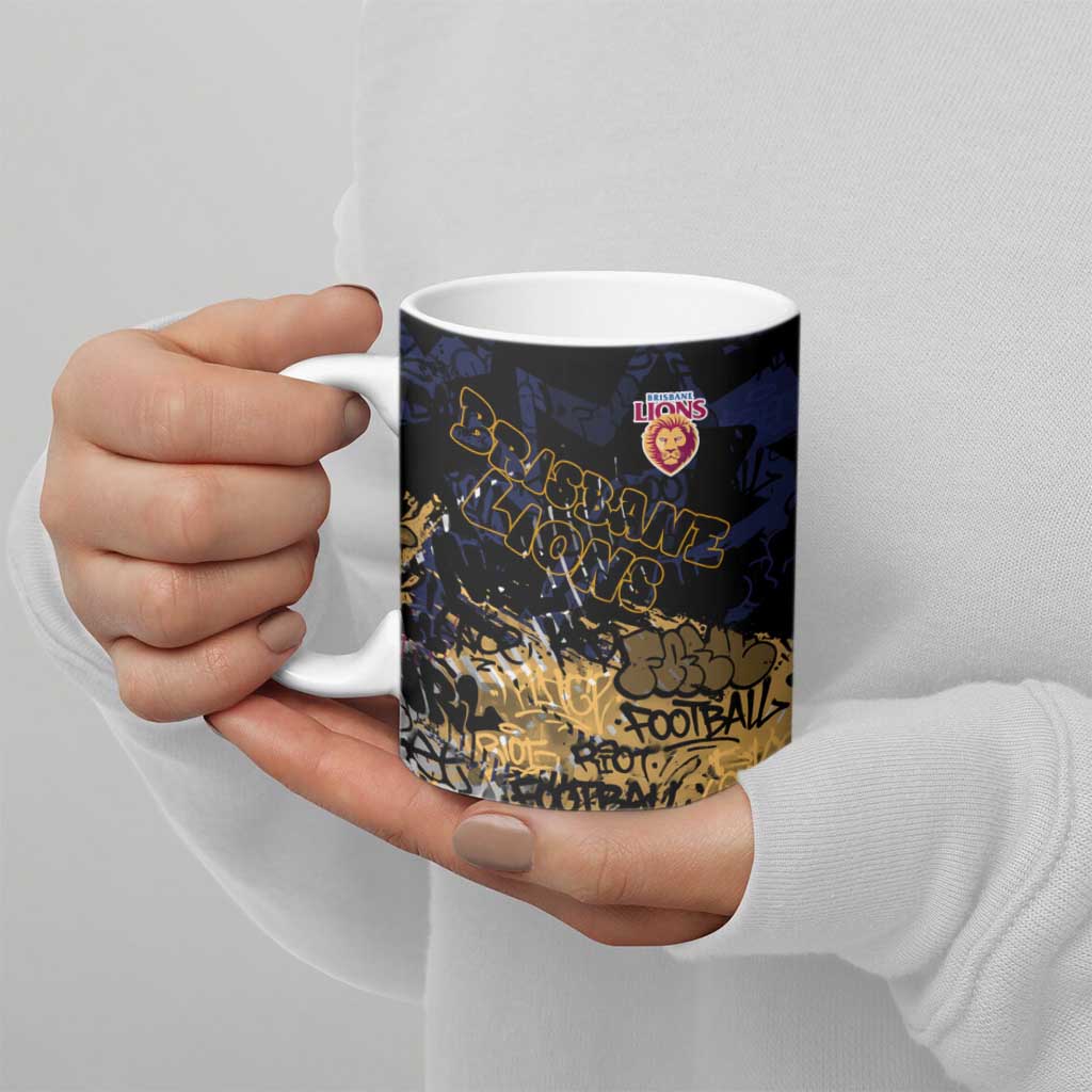 Brisbane Lions Ceramic Mug Urban Graffiti Street Art - Bold Abstract Spray Paint