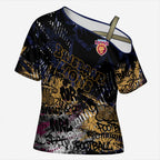 Brisbane Lions Cross Shoulder Shirt Urban Graffiti Street Art - Bold Abstract Spray Paint