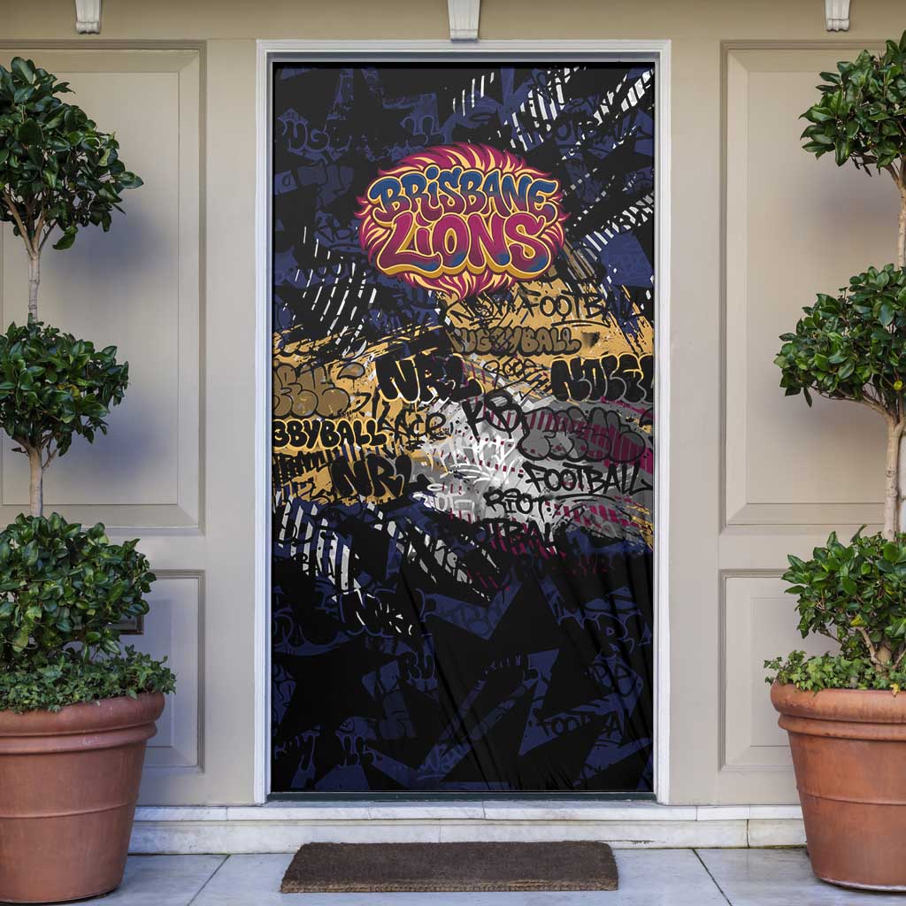 Brisbane Lions Door Cover Urban Graffiti Street Art - Bold Abstract Spray Paint