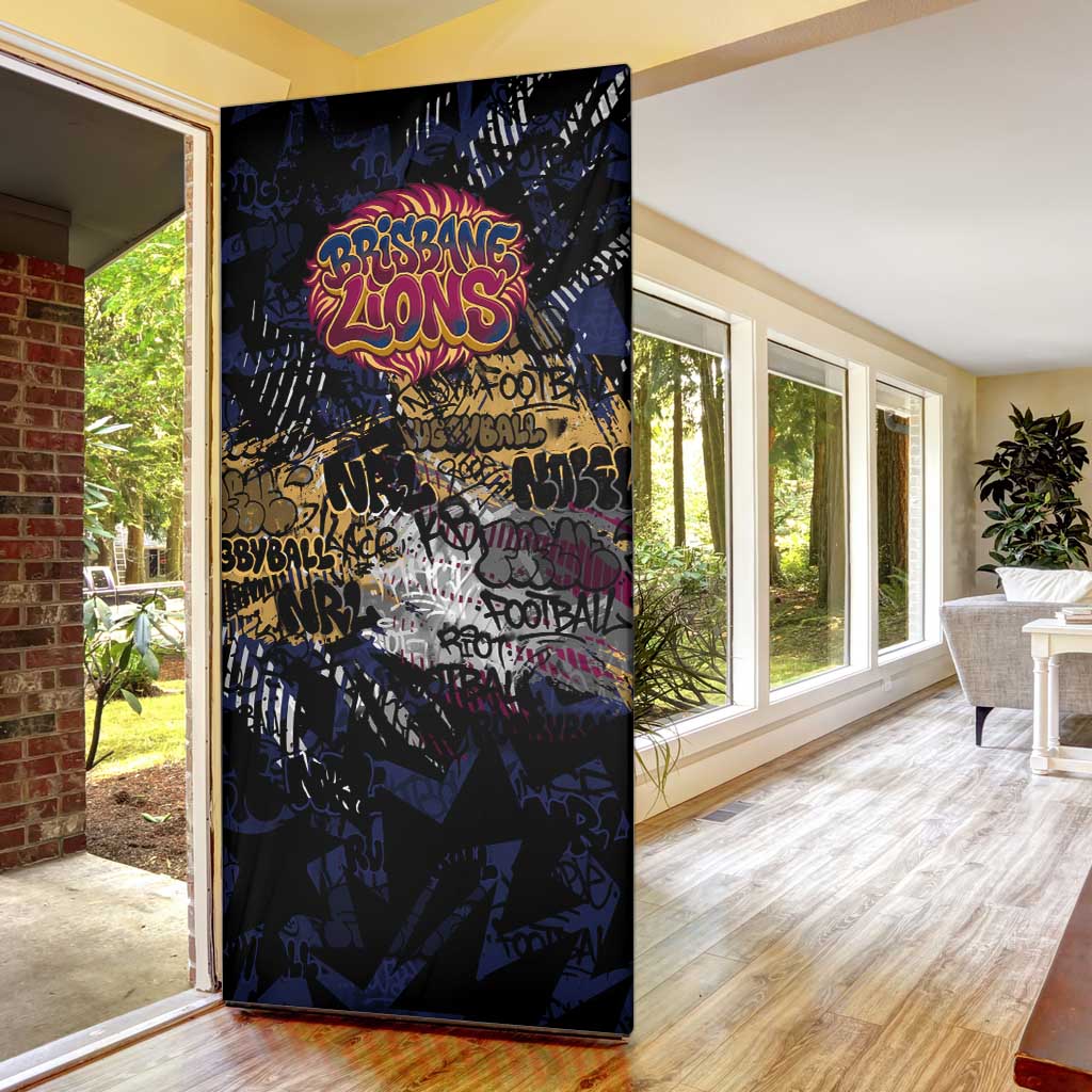 Brisbane Lions Door Cover Urban Graffiti Street Art - Bold Abstract Spray Paint