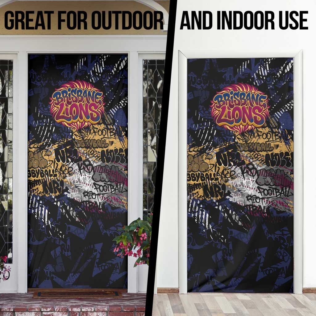 Brisbane Lions Door Cover Urban Graffiti Street Art - Bold Abstract Spray Paint