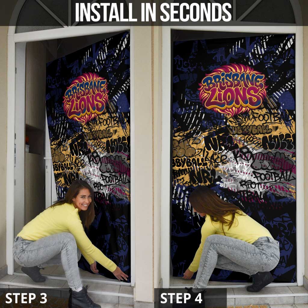 Brisbane Lions Door Cover Urban Graffiti Street Art - Bold Abstract Spray Paint