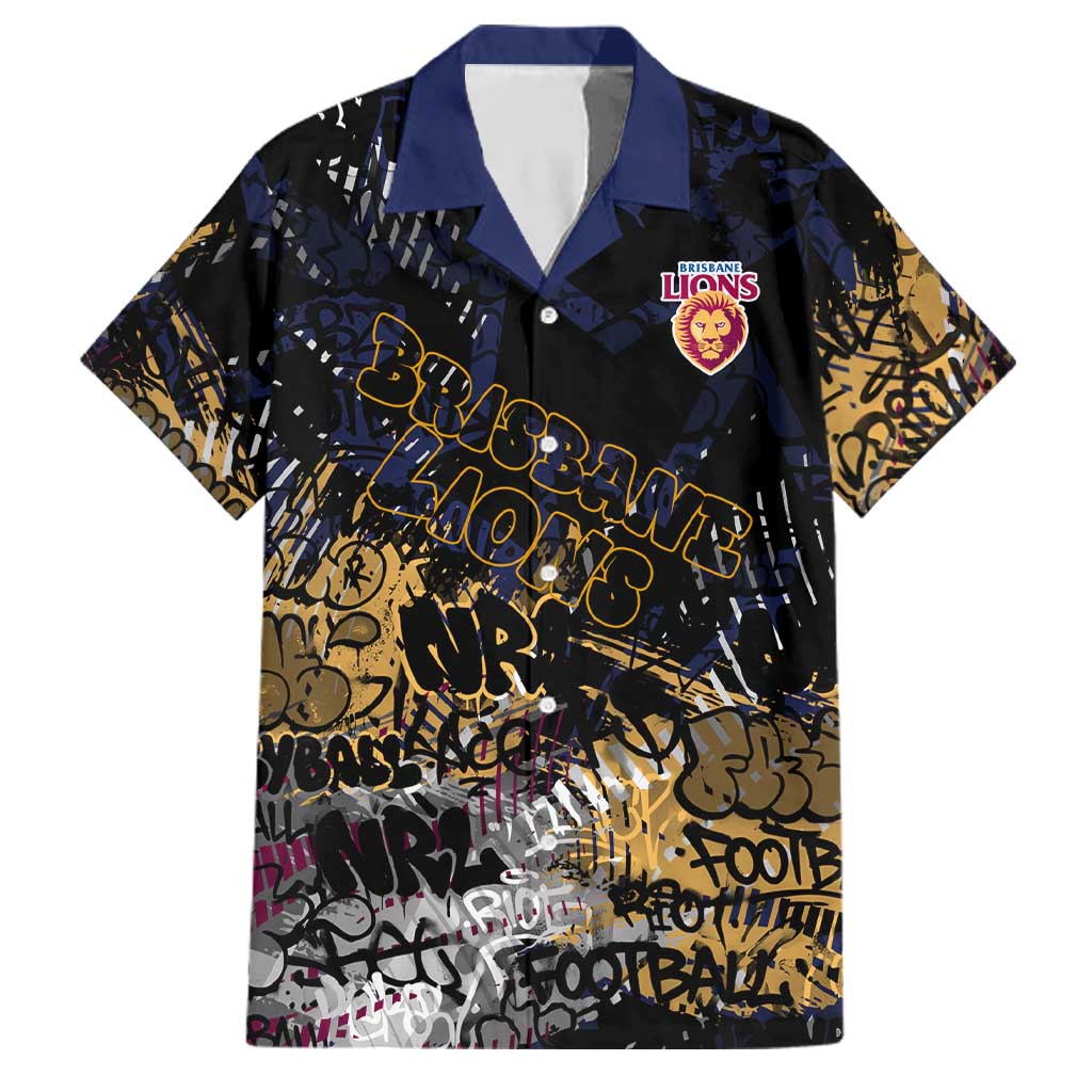 Brisbane Lions Family Matching Mermaid Dress and Hawaiian Shirt Urban Graffiti Street Art - Bold Abstract Spray Paint