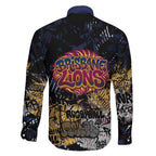 Brisbane Lions Family Matching Mermaid Dress and Hawaiian Shirt Urban Graffiti Street Art - Bold Abstract Spray Paint