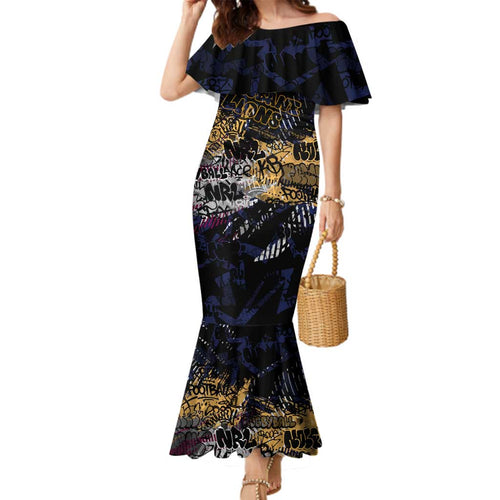 Brisbane Lions Family Matching Mermaid Dress and Hawaiian Shirt Urban Graffiti Street Art - Bold Abstract Spray Paint