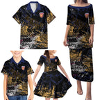 Brisbane Lions Family Matching Puletasi and Hawaiian Shirt Urban Graffiti Street Art - Bold Abstract Spray Paint
