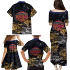 Brisbane Lions Family Matching Puletasi and Hawaiian Shirt Urban Graffiti Street Art - Bold Abstract Spray Paint