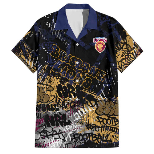 Brisbane Lions Family Matching Puletasi and Hawaiian Shirt Urban Graffiti Street Art - Bold Abstract Spray Paint