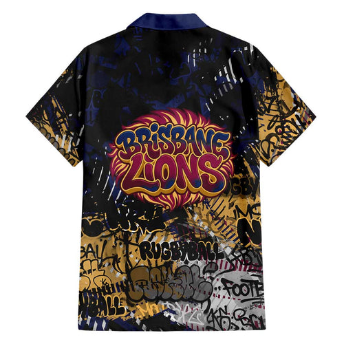Brisbane Lions Family Matching Puletasi and Hawaiian Shirt Urban Graffiti Street Art - Bold Abstract Spray Paint