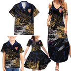 Brisbane Lions Family Matching Summer Maxi Dress and Hawaiian Shirt Urban Graffiti Street Art - Bold Abstract Spray Paint